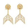 Artisan Women's Yellow / Gold / White Designer Arrow Ear Jacket Earrings With Baguette Diamonds In 18k Gold In Gold