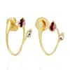 Artisan Women's Yellow / Gold / White Elegant Gold Earrings With Tourmaline, White Sapphire & Diamond In Gold