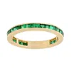 Artisan Women's Yellow / Green 18k Yellow Gold Band Ring With Natural Emerald Gemstones In Green
