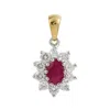 Artisan Women's Yellow / Orange / Red Natural Ruby & Diamond Yellow & White Gold Charm Pendant