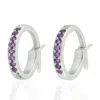 Artisan Women's Yellow / White 10k White Gold Huggie Earrings With Amethyst Gemstones In Silver
