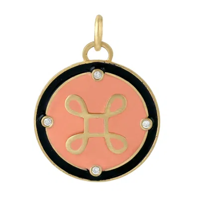 Artisan Women's Yellow / White / Black Elegant “true Love” Pendant In Yellow Gold With Diamond Accents In Pink