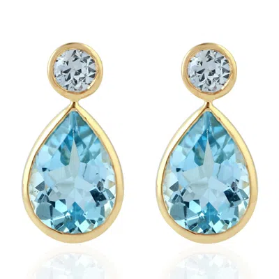 Artisan Women's Yellow / White / Blue White Sapphire & Blue Topaz Dangle Earrings In 18k Gold In Multi