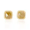 Artisan Women's Yellow / White / Brown Designer Square Ice Diamond Stud Earrings In 18k Gold In Gold