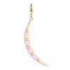 Artisan Women's Yellow / White / Gold 18k Gold Crescent Moon Pendant With Natural Diamonds & Enamel In Multi