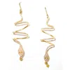 Artisan Women's Yellow / White / Gold Carved Snake Earrings With Yellow Topaz & Pave Diamond In Gold