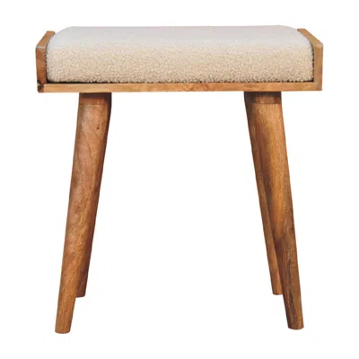 Artisanfurniture Boucle Cream Tray Style Footstool