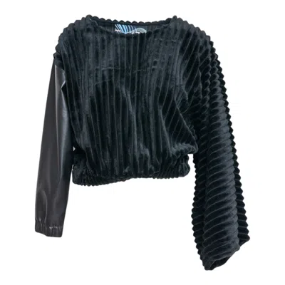 Artista Women's Black Astrid Cropped Oversized Pullover