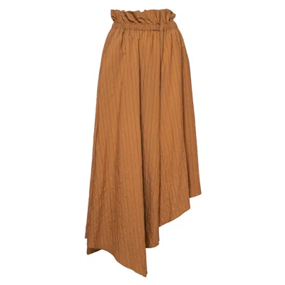 Artista Women's Black / Brown Move Gold Asymmetric Midi Skirt In Multi