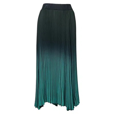 Artista Women's Black / Green Vibe Pleated Midi Skirt In Multi