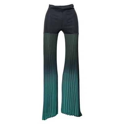 Artista Women's Black / Green Vibe Pleated Pants In Multi