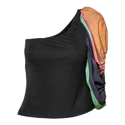 Artista Women's Black Ivy Shape One Shoulder Top