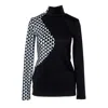 Artista Women's Black / White Chess Velvet Top In Black/white