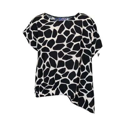 Artista Women's Black / White Iza Asymmetric Top In Black/white