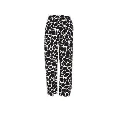 Artista Women's Black / White Iza Printed Palazzo Leg Pants In Black/white