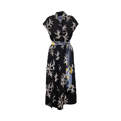 Artista Women's Black / White Nana Light Weight Black Cotton Dress In Black/white