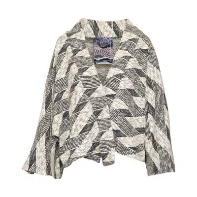 Artista Women's Black / White Sand Kimono Style Knit Cardigan In Gray