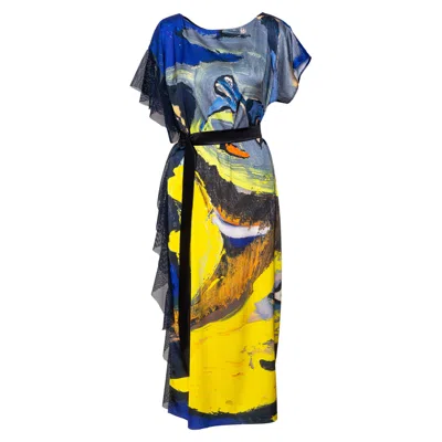 Artista Women's Blue Bird Printed Maxi Dress