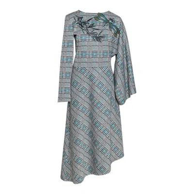 Artista Women's Blue / Grey Selena Asymmetric Midi Dress In Blue/grey