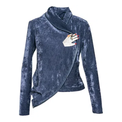 Artista Women's Blue Poppy Velvet Jacket