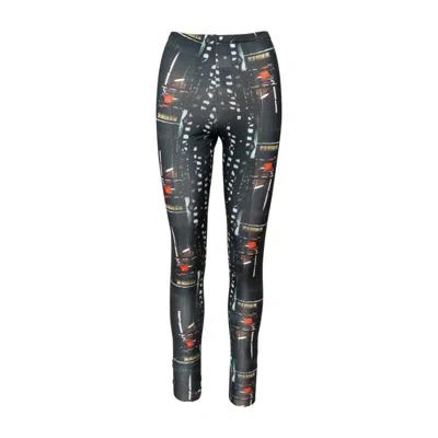 Artista Women's Bright Printed Elastic Leggings In White