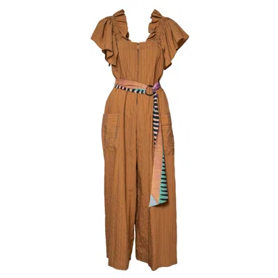 Artista Women's Brown / Black Move Gold Wide Leg Jumpsuit In Multi