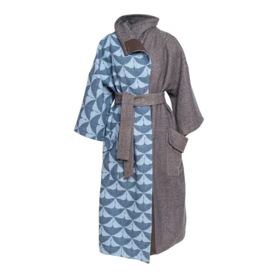 Artista Women's Brown / Blue Rheia Overlapped Maxi Coat In Brown/blue
