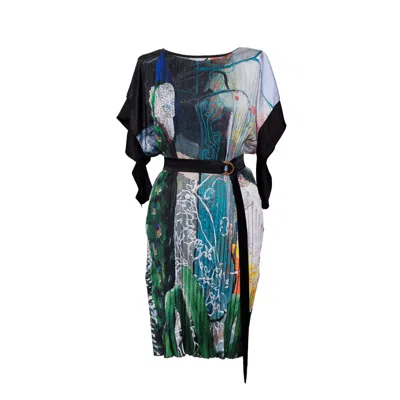 Artista Women's Forest Pleat Dress In Blue