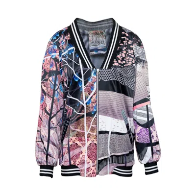 Artista Women's Gaia V-neck Printed Zipped Long Bomber Jacket In Multi