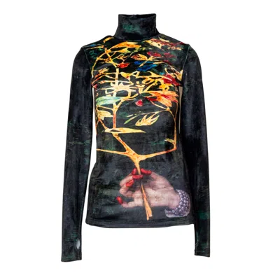Artista Women's Gift Printed Velvet Top In Multi