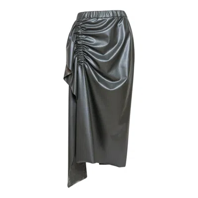 Artista Women's Green Celeste Khaki Asymmetric Gathered Midi Skirt