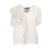 Artista Women's Neutrals Fringe Feminine Blouse
