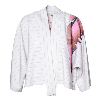 Artista Women's Neutrals Touch Line Cropped Kimono In White