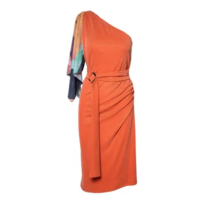 Artista Women's Orange Ivy One Shoulder Midi Dress
