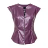Artista Women's Purple Nux Leatherette Zipped Top In Purple