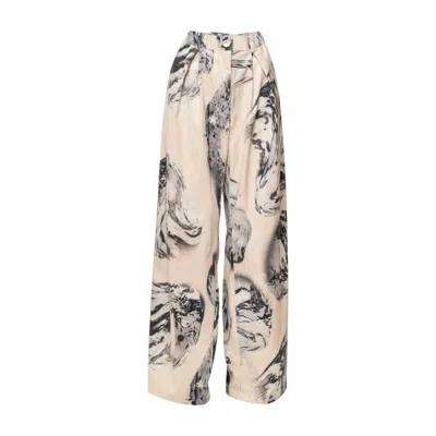 Artista Women's Silver Crystal Wide Leg Pants In Gray