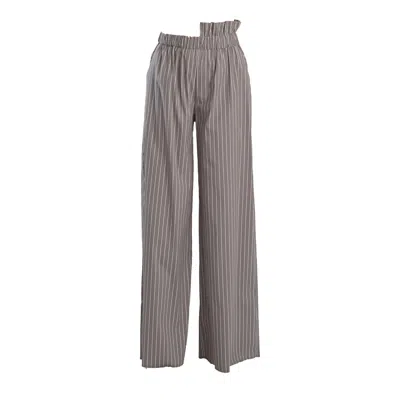 Artista Women's White / Grey Line High-rise Pants In White/grey