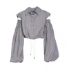 Artista Women's Grey / White Line Long Sleeve Shirt In White/grey