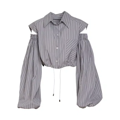 Artista Women's Grey / White Line Long Sleeve Shirt In White/grey