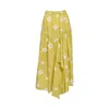Artista Women's White / Yellow / Orange Path Midi Skirt In Yellow/orange/white