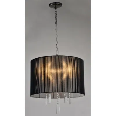 Artiva Usa 5-light Shaded Drum Chandelier In Black Chrome