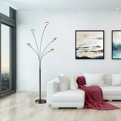 Artiva Usa 73" Led Tree Floor Lamp In Brushed Black Steel