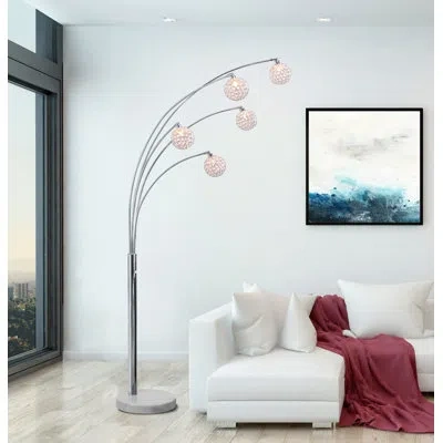 Artiva Usa 84" Tree Floor Lamp In Chrome;white Marble