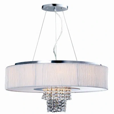 Artiva Usa Adrienne 6-light Unique / Statement Drum Chandelier In Chrome;brushed Steel