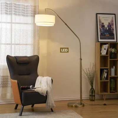 Artiva Usa Ariana Il 80" Arched Floor Lamp In Antique Satin Brass