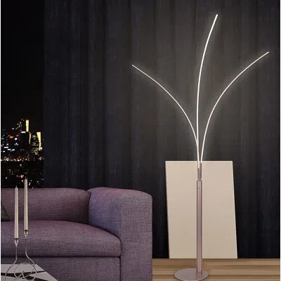 Artiva Usa Aurora 92" Led Arched Floor Lamp In Titanium Nickel