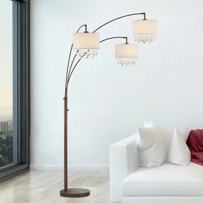 Artiva Usa Lumiere Iv Crystal 80" Tree Floor Lamp In Antique Bronze