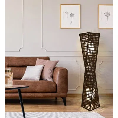 Artiva Usa Phuket 51'' Column Floor Lamp In Dark Brown