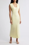 Artless Forever Tate Plunge Neck Midi Dress In Yellow