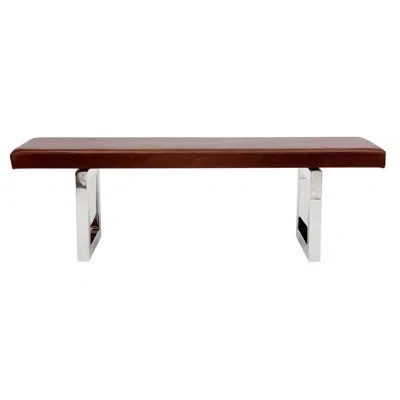 Artless Gax Leather Bench In Blackbean,stainless Steel